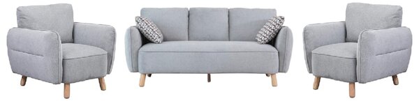 Gunnison Fabric 3+1+1 Seater Sofa Set In Light Grey