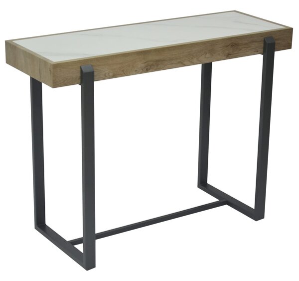 Hanover Sintered Stone Console Table With Gun Grey Metal Frame