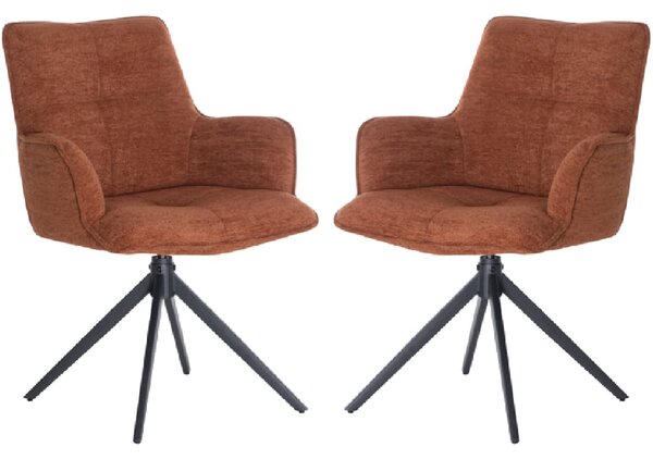 Joplin Tan Fabric Dining Chairs With Metal Base In Pair
