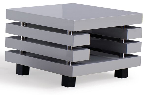 Preston High Gloss Square Lamp Table In Light Grey