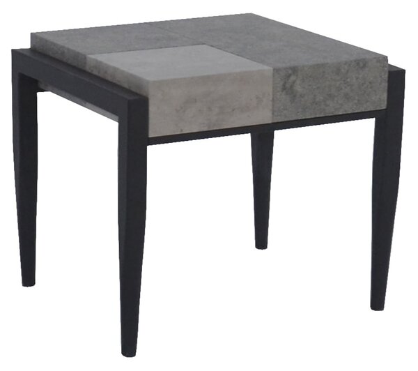 Vermillion Wooden End Table With Metal Legs In Dark Concrete
