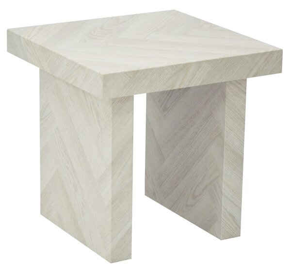 Coralville Wooden Square End Table In Herringbone Light
