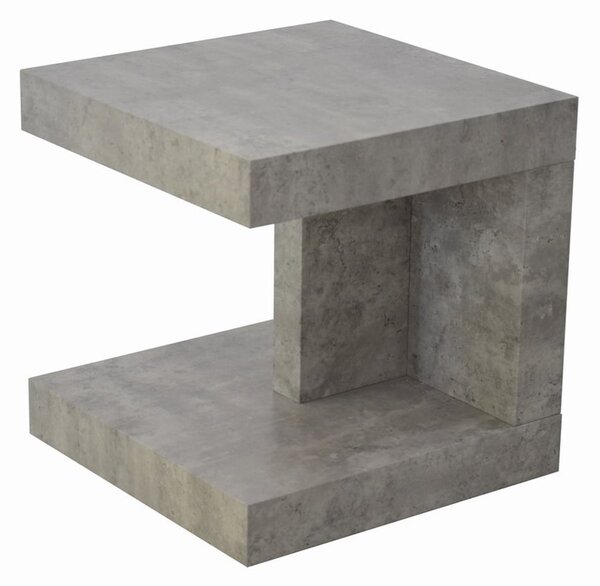Lucca Wooden Square End Table In Light Concrete