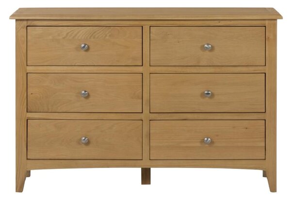 Kamiah Wide Wooden Chest Of 6 Drawers In Oak