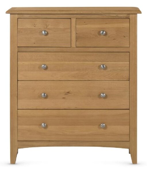 Kamiah Wide Wooden Chest Of 5 Drawers In Oak