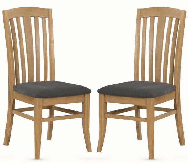 Kamiah Oak Wooden Dining Chairs With Fabric Seat In Pair