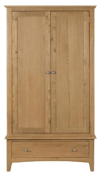 Kamiah Wooden Wardrobe With 2 Doors 1 Drawer In Oak