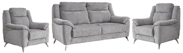 Mankato Fabric 3+1+1 Seater Sofa Set In Ash