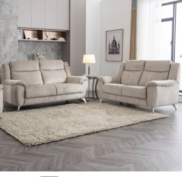 Mankato Fabric 3+2 Seater Sofa Set In Fossil