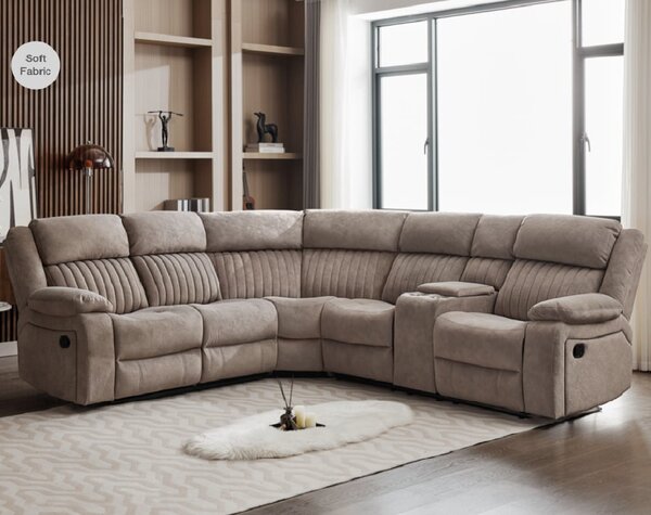 Martinez Fabric Recliner Corner Sofa Suite In Taupe