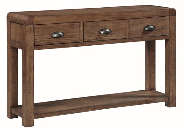 Ontario Wooden Console Table With 3 Drawers In Dark Oak
