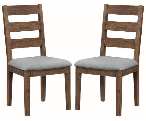 Ontario Dark Oak Wooden Dining Chairs With Fabric Seat In Pair