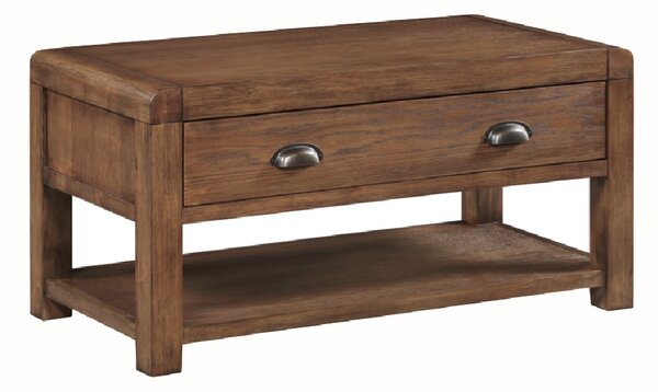 Ontario Wooden Coffee Table With 1 Drawer In Dark Oak
