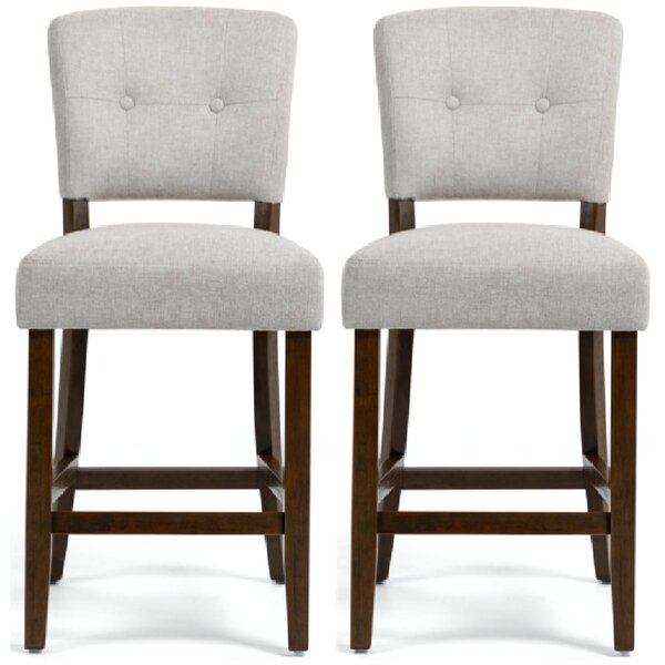 Ontario Beige Fabric Bar Chairs In Pair