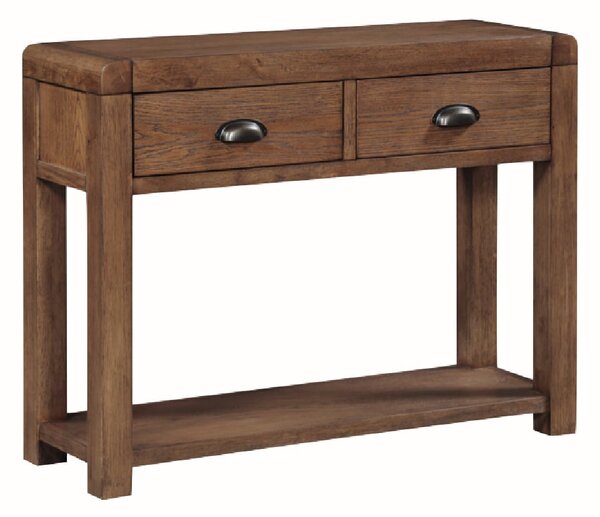 Ontario Wooden Console Table With 2 Drawers In Dark Oak