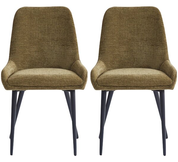 Omaha Olive Green Fabric Dining Chairs In Pair