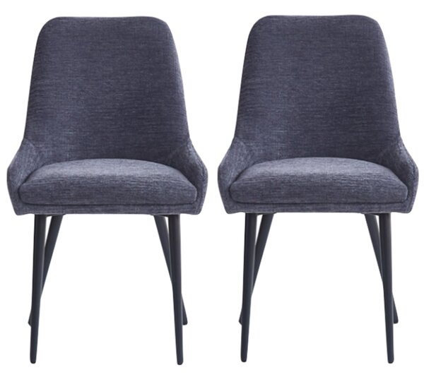 Omaha Graphite Grey Fabric Dining Chairs In Pair
