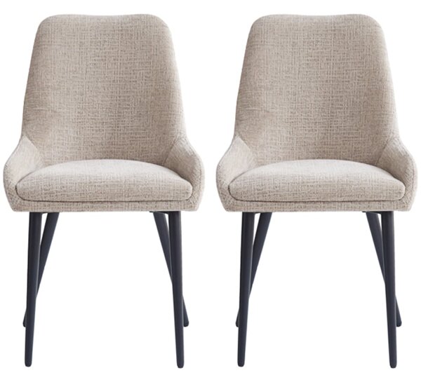Omaha Biscuit Fabric Dining Chairs In Pair