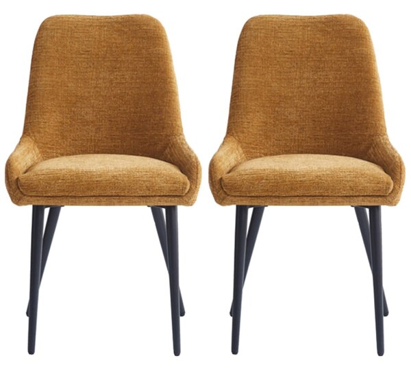 Omaha Mustard Fabric Dining Chairs In Pair
