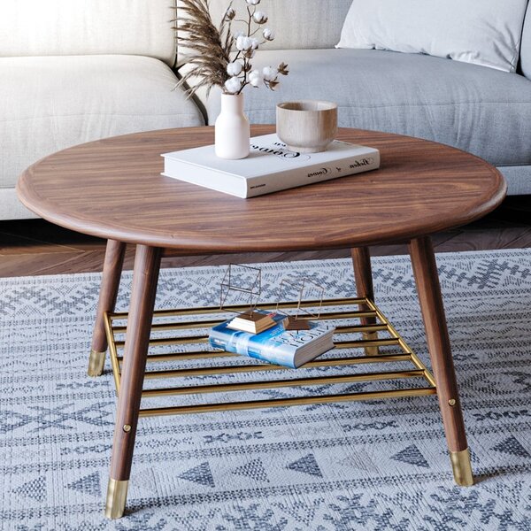 Rumbek Wooden Round Coffee Table In Walnut