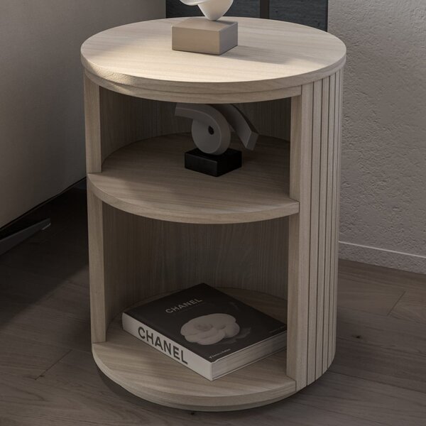 Sedalia Wooden Round Side Table In Whitewash