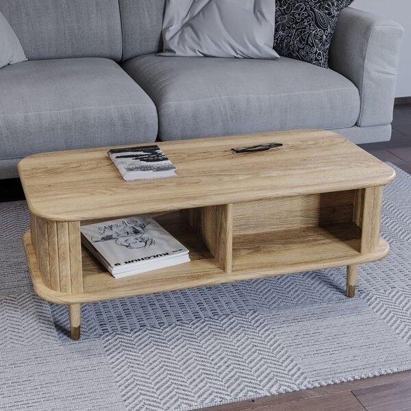 Rumbek Wooden Rectangular Coffee Table In Natural