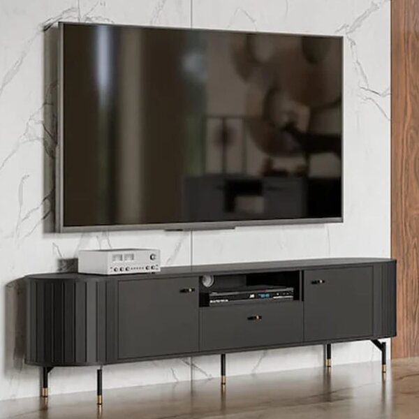 Zurich Wooden TV Stand With 2 Doors 1 Drawer In Black
