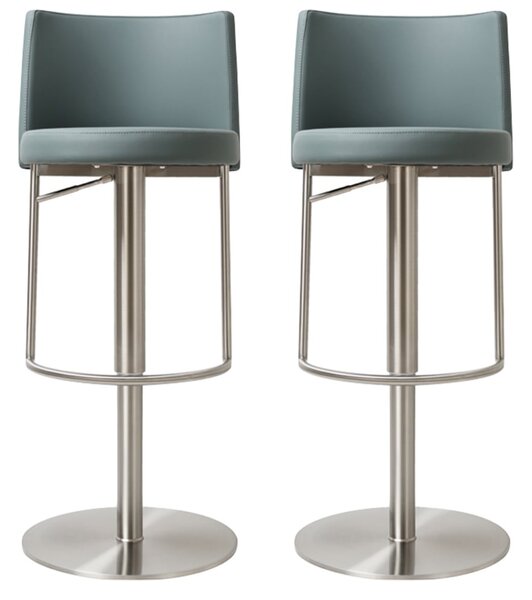 Viola Teal PU Leather Bar Stools In Pair
