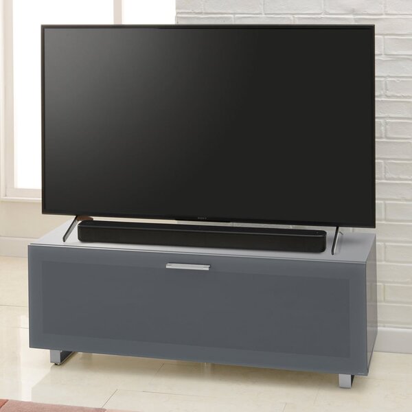 Sofia 1200mm Glass Top TV Stand With 1 Door - Grey High Gloss