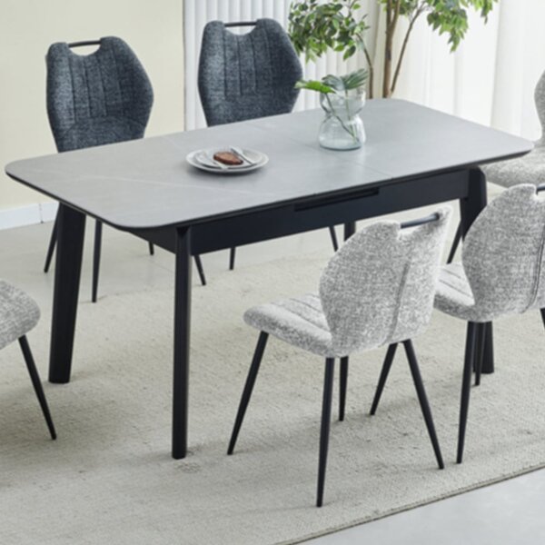 Tomah Sintered Stone Extending Dining Table In Dark Grey