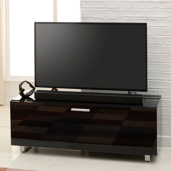 Sofia 1200mm Glass Top TV Stand With 1 Door - Black High Gloss