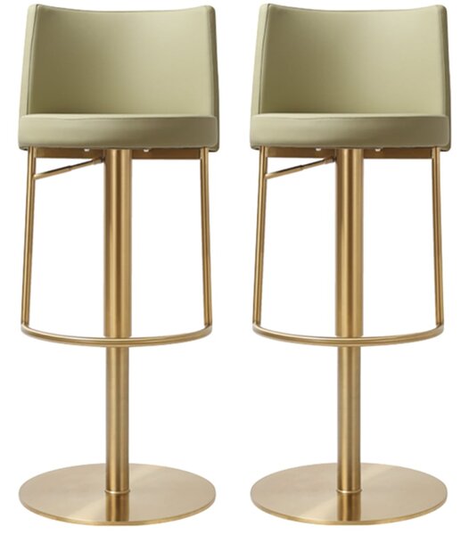 Viola Pistachio PU Leather Bar Stools In Pair
