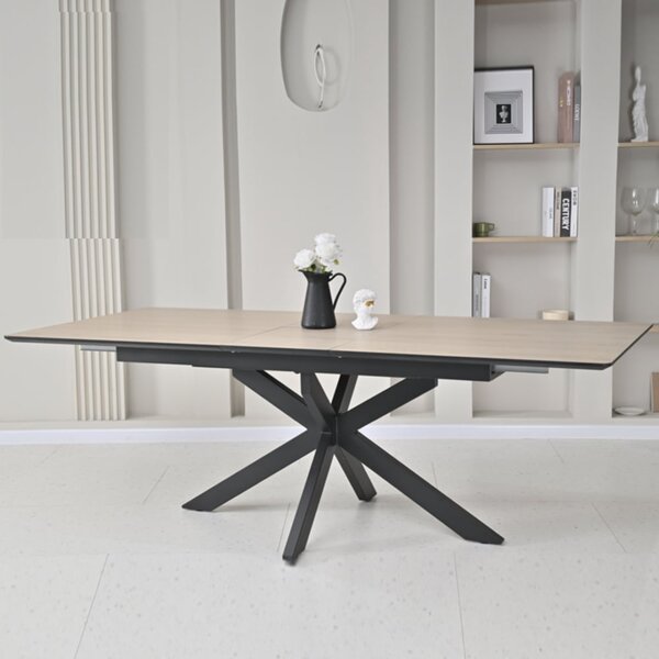 Irmo Small Wooden Extending Dining Table In Dune Oak