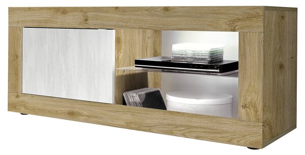Taylor Wooden TV Stand 1 Door In Cadiz And White With LED