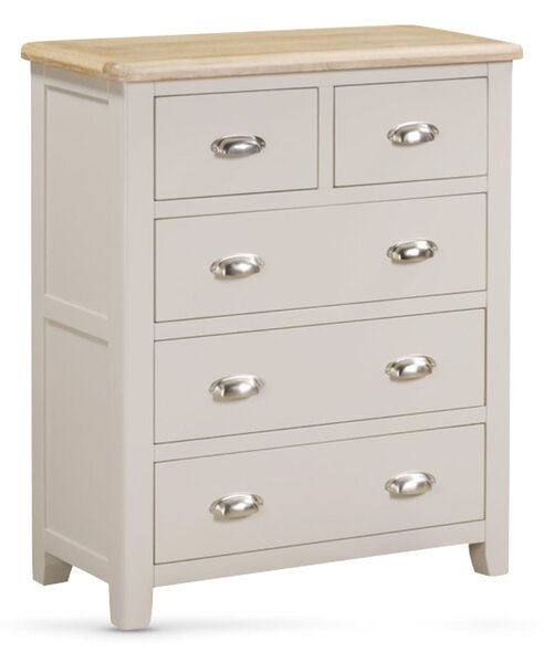 Waldorf Wooden Chest Of 5 Drawers In Oak And White