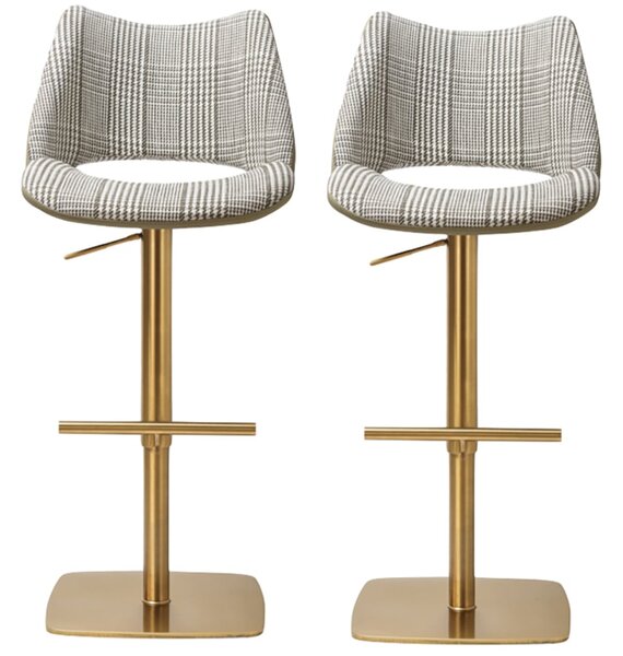 Cardwell Olive Leather Fabric Bar Stools With Gold Base In Pair