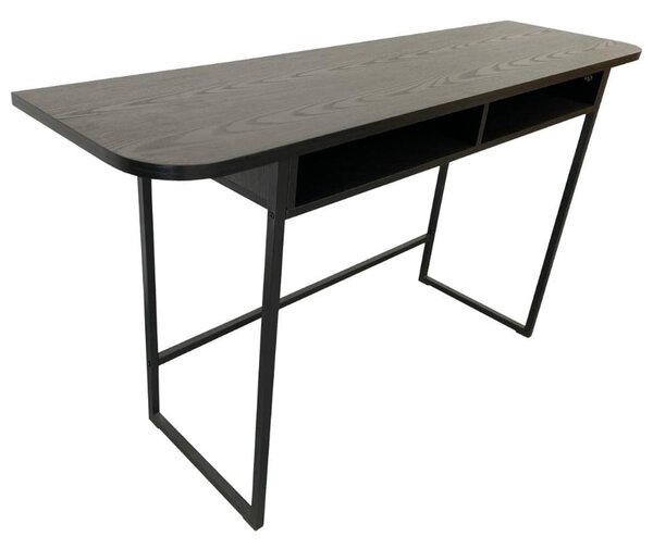 Deridder Wooden Rectangular Console Table In Ash Black