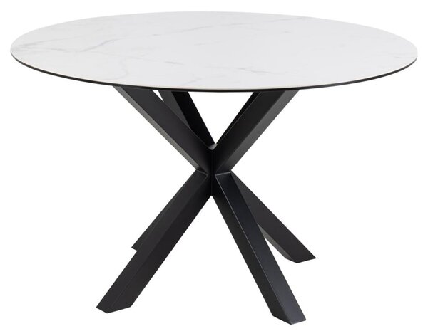 Hyeres Ceramic Round Dining Table In White Akranes