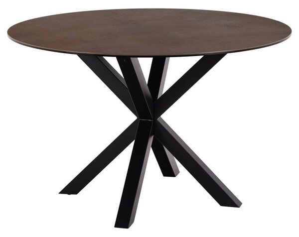 Hyeres Ceramic Round Dining Table In Rusty Brown Lemco