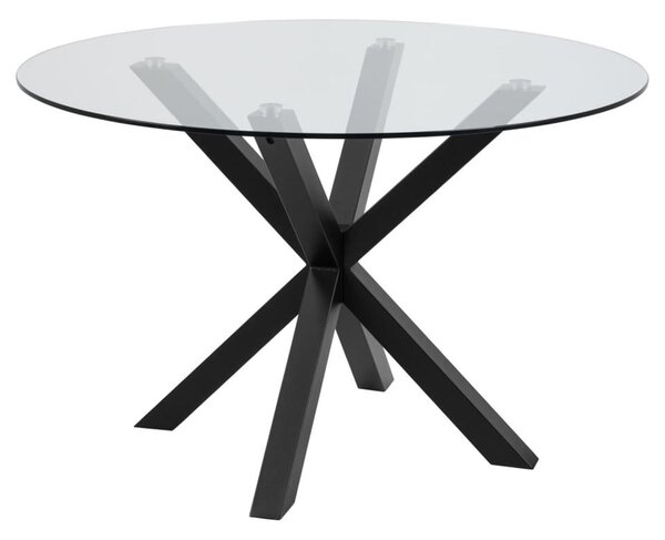 Hyeres Clear Glass Top Dining Table With Black Legs