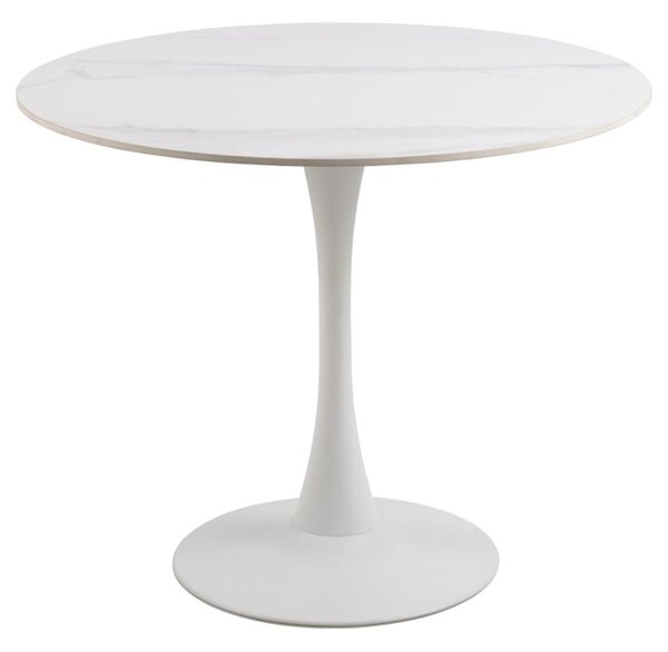 Macon Ceramic Dining Table With Steel Base In White Unico