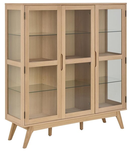 Marta Wooden Display Cabinet With 3 Doors In White Oak