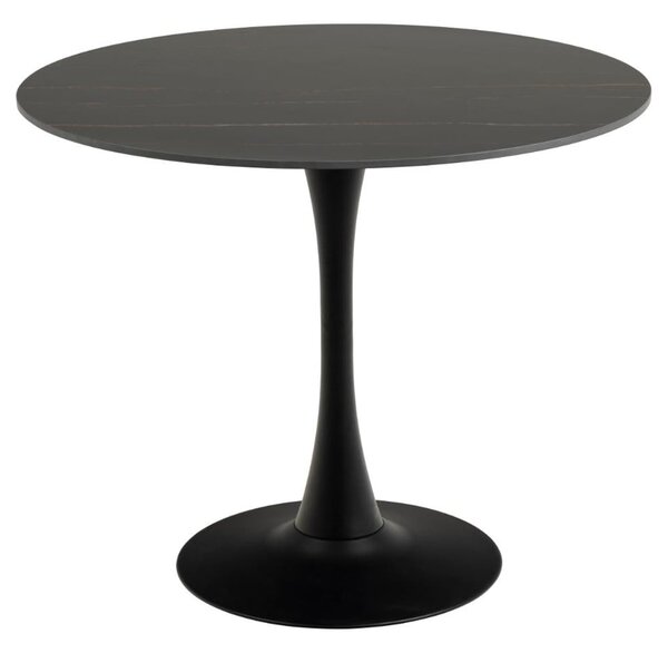 Macon Ceramic Dining Table With Steel Base In Matt Black Grantham