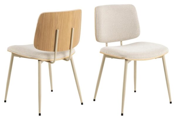 Oxford Beige Oak Fabric Dining Chairs In Pair