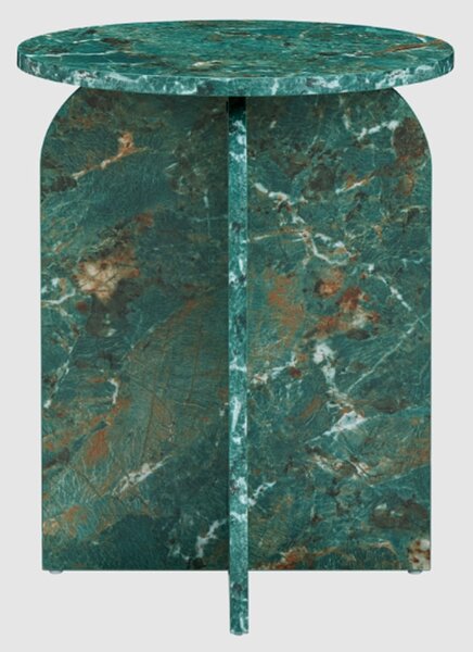 Arcata Wooden Round Side Table In Amazon Green Marble Effect
