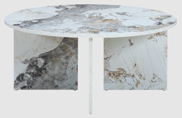 Aurora Wooden Round Coffee Table In Pandora Marble Effect