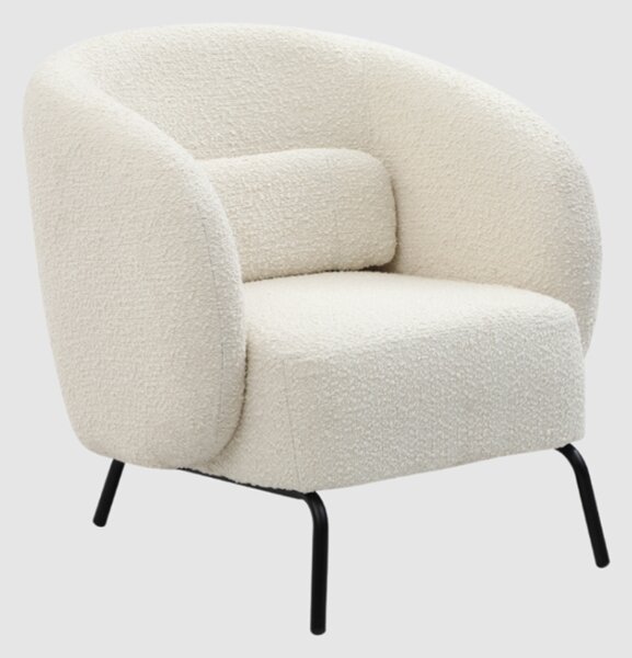 Jerome Fabric Armchair With Black Metal Legs In Cologne Ivory
