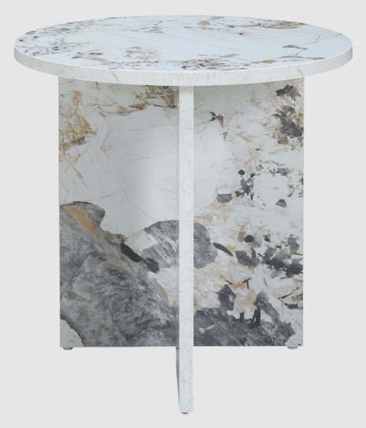 Aurora Wooden Round Side Table In Pandora Marble Effect