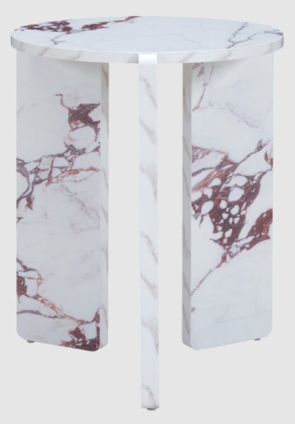 Halifax Wooden Round Side Table In Violetta Marble Effect