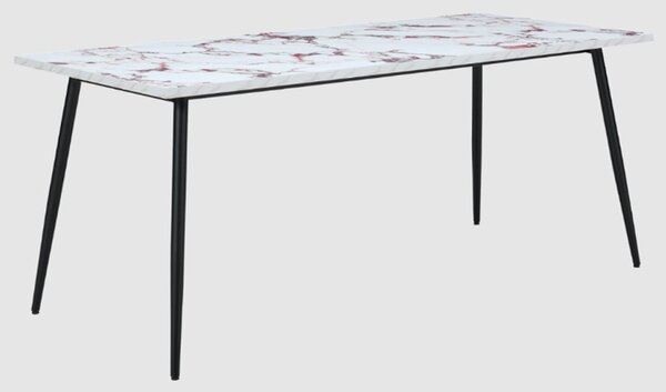 Hobart Large Wooden Dining Table In Violetta Marble Effect